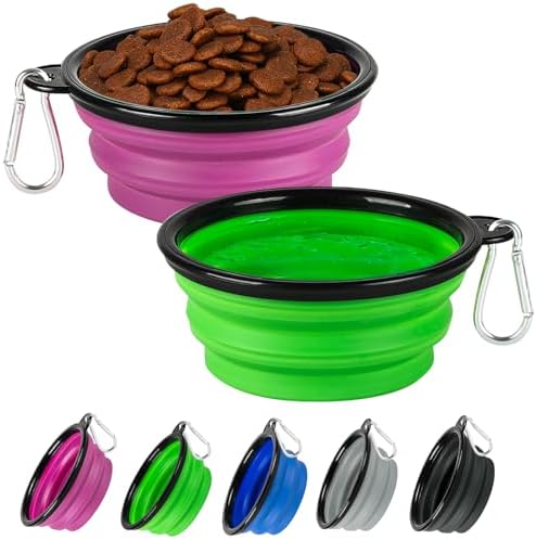 Collapsible Dog Bowl for Travel,2-Pack 12oz Pet Portable Water Food Bowls