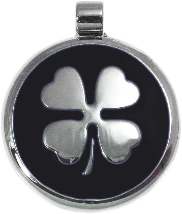 LuckyPet Clover Jewelry Tag - Pet Identification Tag for Dogs & Cats - Custom Engraved on The Back Side - Size: Small, Color: Black