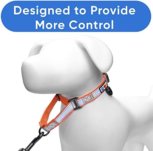Pawtitas Customized Martingale Dog Collar Reflective Reflective Dog Collar Embroidered Personalized Name Phone Number Adjustable for Puppies Small Medium Large Size Dogs Medium Orange