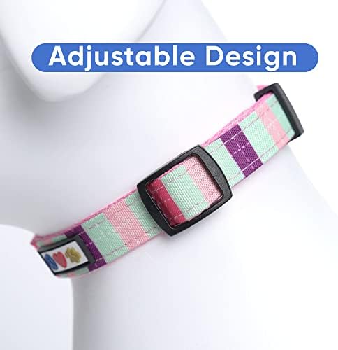 Pawtitas Personalized Dog Collar Small Dog Collar Embroider Name Phone Number Puppy Collar Adjustable Customized Collar for Small Dogs Breeds Multicolor Dog Collar