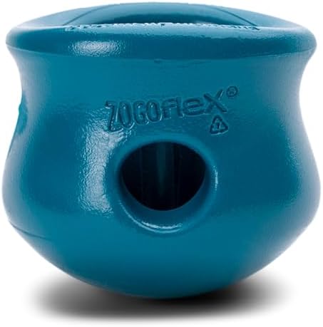 WEST PAW Zogoflex Toppl Interactive Treat Dispensing Puzzle Dog Toy for Mental Stimulation & Enrichment-Holds Kibble & Treats-Lickable, Freezable & Dishwasher Safe-Made in USA-Small-River