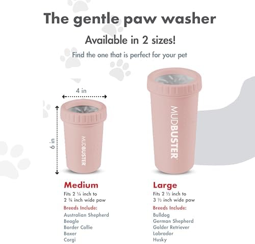 Dexas MudBuster Medium Dog Paw Cleaner, Blush, Fits 1.5"-2.5" Wide Paws, Gentle Silicone Bristles for Quick, Easy Cleaning
