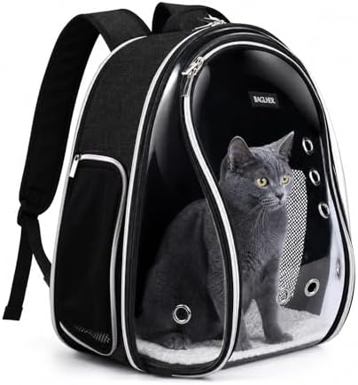 BAGLHER Cat Carrier Backpack Bubble - Fit Up to 18 Lbs - Airline-Approved Dog Backpack Carrier for Small Pets Puppies Dogs Bunny, Space Capsule Dog Carrier Backpack for Travel Outdoor Hiking, Black