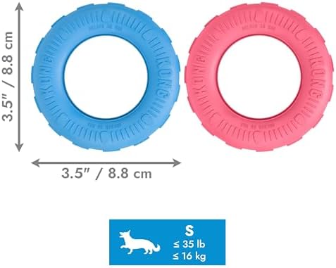KONG Puppy Tires, Natural Rubber Teething Toy, for Small Puppies, Blue