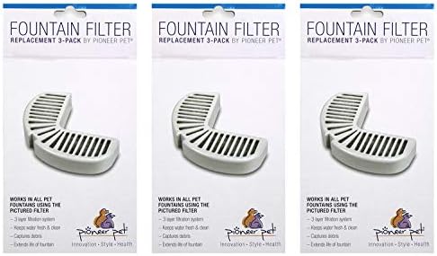 Pioneer Pet Replacement Filters for Ceramic & Stainless Steel Fountains, Raindrop Filters (9 Filters)