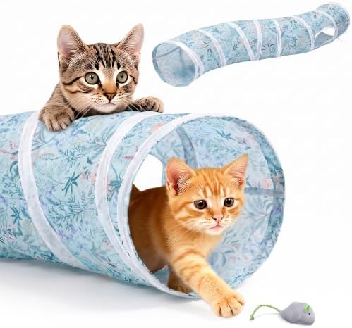 Glittme S-Shape Cat Tunnel, Foldable Cat Tunnels for Indoor Cats