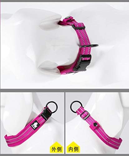 True Love Padded Reflective Breathable Nylon Dog Collar, Fushcia, L