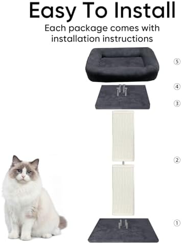 Cat Scratching Post with Plush Perch for Indoor Cats, 32 Inch