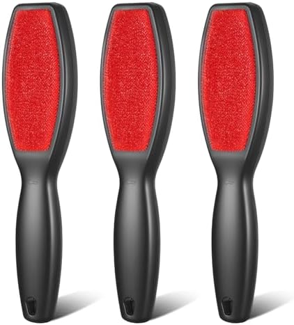 3 Pack Lint Brushes for Clothes, Double-Sided Lint Remover Brush, Reusable Pet Hair Remover, Sheet and Carpet Cleaning Brush for Clothes Sheet Carpet Furniture Fabric