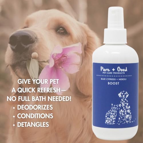 Pure + Good Boost Grooming Spray - Deodorizes, Softens Fur & Moisturizes Skin, 8 fl oz (Blue Cypress + Neroli)