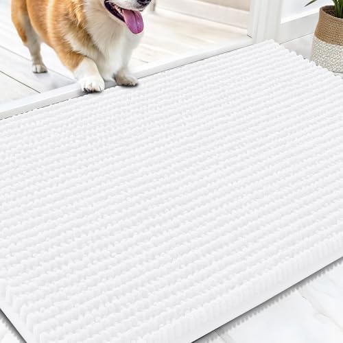 OLANLY Dog Door Mat for Muddy Paws 34x21, Extra Absorbent Chenille Mud Mat