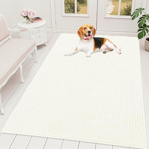 OLANLY Dog Door Mat for Muddy Paws 59x35, Extra Absorbent Chenille Mud Mat