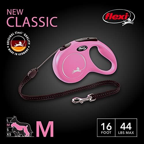FLEXI® Classic Cord Retractable Dog Leash, Medium, 16 ft - Pink