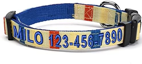 Pawtitas Personalized Dog Collar Medium Dog Collar Embroider Name Phone Number Puppy Collar Adjustable Customized Collar for Medium Dogs Breeds Multicolor Dog Collar
