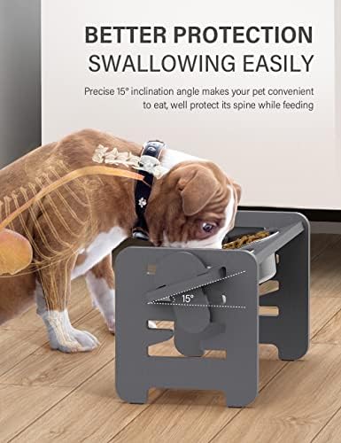 Vantic Elevated Dog Bowls, Raised Dog Bowl Stand Adjustable Small, Gray