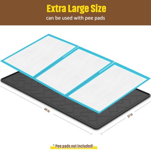 Washable Pee Pads for Dogs, 60" x 37" Extra Large Reusable Dog Pee Pad, Heavy Duty Waterproof TPE Puppy Training Pad for Large Dogs, Non Slip Leakproof Pet Mat for Crate, Floor & Car Boot Liner