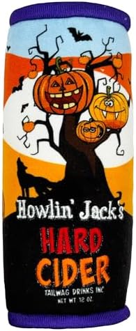 Huxley & Kent Halloween Funny Dog Toy w/Squeaker – Power Plush Squeaky Dog Toys for Small, Medium & Large Dogs – Soft Stuffed Animal for Indoor Play & Fetch - Howlin' Jacks Hard Cider, One Size