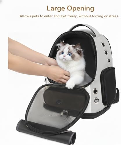 Cat Backpack Carrier, TSA Airline Approved Pet Travel Bag for Small Medium Dogs, Ventilated Hiking Camping Backpack for Cats, Kitten and Puppy up to 18 lbs, Gray Mesh
