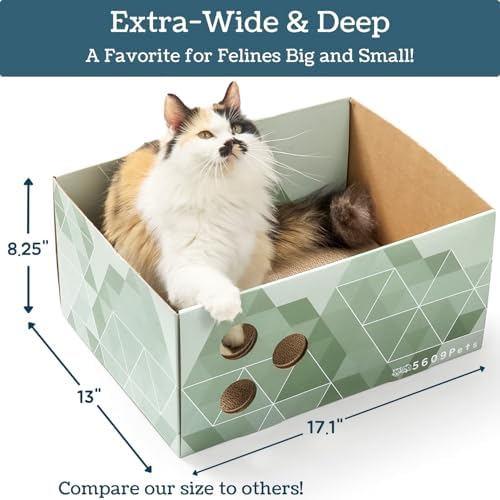 No-Mess Cardboard Cat Scratcher Box - Refillable Double-Sided Scratch Pad