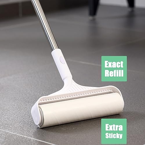 7.9 inch Lint Roller Refills Only, Extra Sticky Tape Roller Refills for Large Floor Lint Roller 7.9'' Width Sticky Roller Replacment Refill Pack of 5 Rolls, Total 300 Sheets (7.9'' Wide)