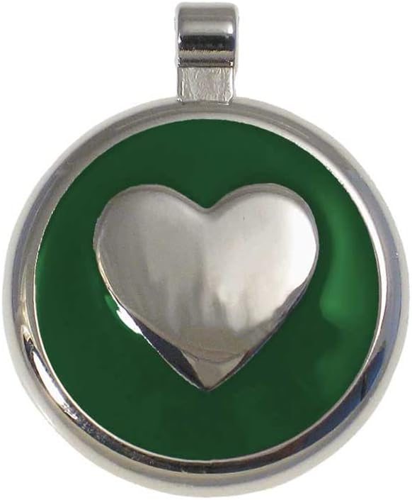 LuckyPet Heart Jewelry Pet ID Tag for Cats and Dogs, Personalized Engraving on The Back Side, Large Green Heart