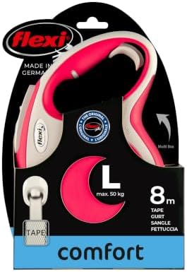 Flexi New Comfort Tape Grey & Red Large 8m Retractable Dog Leash/Lead for Dogs up to 50kgs/110lbs