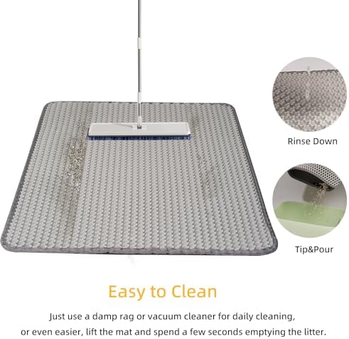 Cat Litter Mat, Honeycomb Cat Litter Mat, Double Layer Waterproof Cat Litter Mat Litter Trapping Mat, Prevents Cat Litter Scattering, Easy to Collect, Washable 19.7 * 15.7in (Gray)