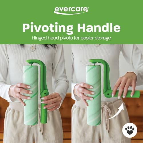 Evercare Ultra Sticky Pet Mega Lint Roller Value Pack, Manual Clothes & Furniture Cleaner with Handle and 2 Refills, 50 Sheets Each