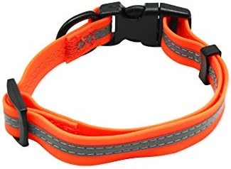 Nimble Reflective Waterproof Dog Collar Adjustable Odor Resistant Easy Clean Pet Collar for Small Medium Large Dogs Night Walking Outdoor Rainy Use (Small (9.45”-14.17”inches), Orange)
