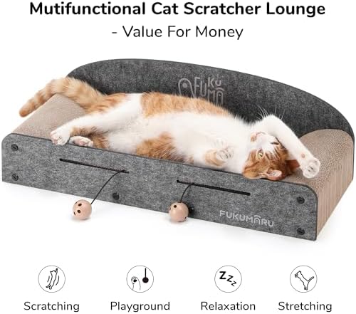 FUKUMARU Large Cat Scratcher Bed, 26 Inch Cat Scratching Bed Sofa Indoor