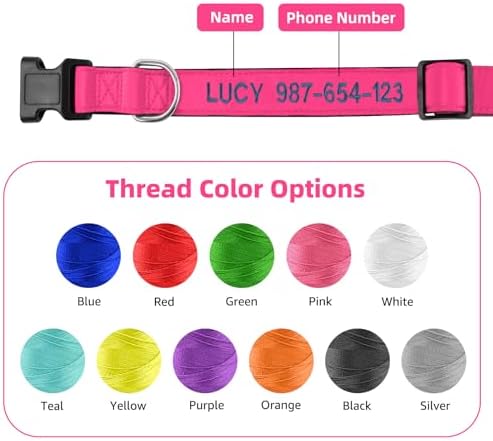 Kuley Personalized Dog Collar, Embroidered with Pet Name and Phone Number