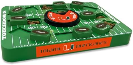 Pets First NCAA Miami University Large Puzzle Toy, Dog Puzzle Treat Toy, New Large Size, Interactive Dog Treat Toy, Dog Slow Feeding Toy