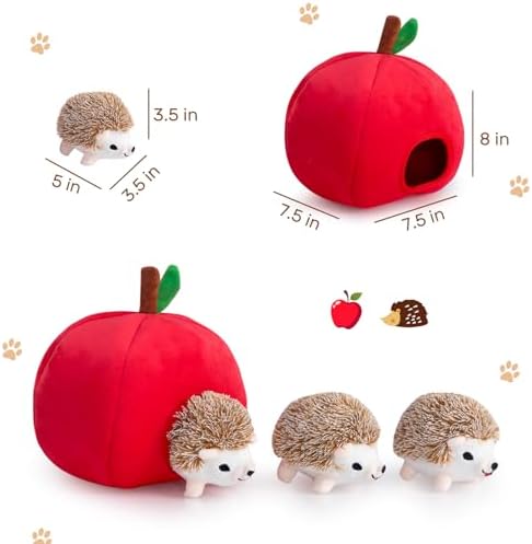 Hollypet Squeaky Hide and Seek Dog Toys for Small and Medium Dogs, Hedgehog