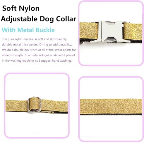 Bling Dog Collar with Removable Bowtie for Dogs Party Wear