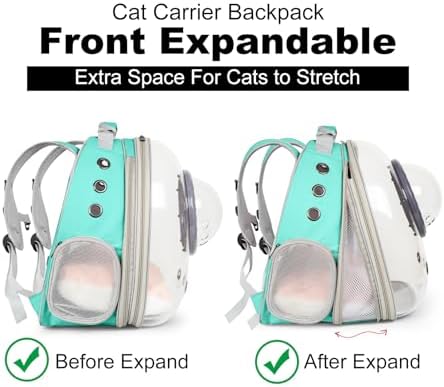 Front Extension Cat Backpack Carrier, Pet Travel Backpack for Kitten and Small Dogs, Clear Bubble Window Space Capsule Astronaut Liked Portable Vet Visit Book Bag Airline Approved