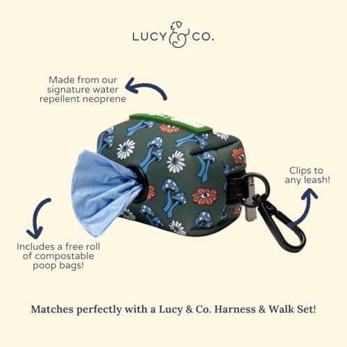 Lucy & Co. x Parks Project Power to the Parks Dog Poop Bag Holder and Dispenser, Clips to Leash, Water-Repellent Neoprene, Includes Refill Roll