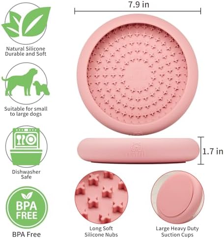 Dog Lick Bowl, Bestalk Anxiety Relief Slow Feeder Dog Lick Mat Treat Dispenser, Non-Slip Licking Bowl Enrichment Toys, BPA Free Silicone, Dishwasher Safe