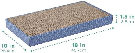Kitty City 5-Pack XL Double Sided Corrugate Cat Scratcher Pads with Catnip - X-Large Horizontal Cat Scratcher Mats, Reversible Corrugate Nail File Scratchers - Fish Bone Design, 18” x 10” Each