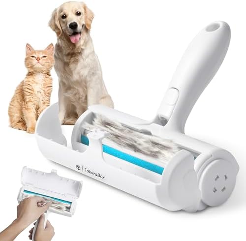 Pet Hair Remover, Self-Cleaning Lint Roller with Base, Reusable for Dogs and Cats, Furniture and Carpet (Blue)