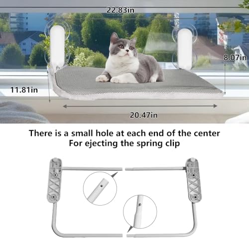 2 Pack Heavy Duty Cat Window Perch,Foldable & Stackable Cat Hammock Bed with 8 Strong Suction Cups,Metal Frame and Reversible Cover,22.8"x20.5" Window Seat for Large Indoor Cats