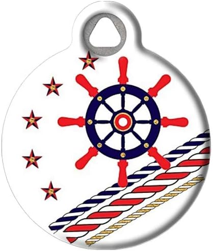 Sports-Themed Pet ID Tags for Dogs and Cats (Small (7/8" Diameter), Nautical Theme)