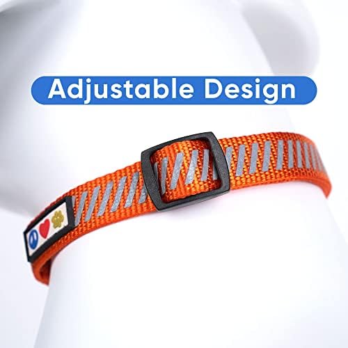 Pawtitas Reflective Dog Collar Reflective Thread Reflective Dog Collar Personalized Name Phone Number Adjustable Collar for Small Dogs Small Puppy Orange Dog Collar Extra Small Breeds
