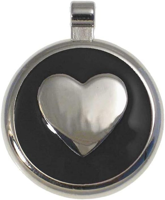 LuckyPet Heart Jewelry Pet ID Tag for Cats and Dogs, Personalized Engraving on The Back Side, Large Black Heart