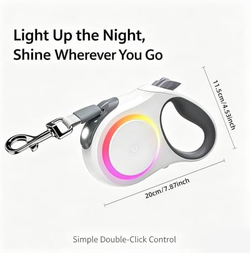 Upgraded Version LED Light Multifunctional Retractable Dog Leash, Pet Supplies, Collar, Leash, Reflective, Light, One-Buton Control, Anti-Twist, Non-Slip Handle, Suitable for Medium and Small Pet Dogs
