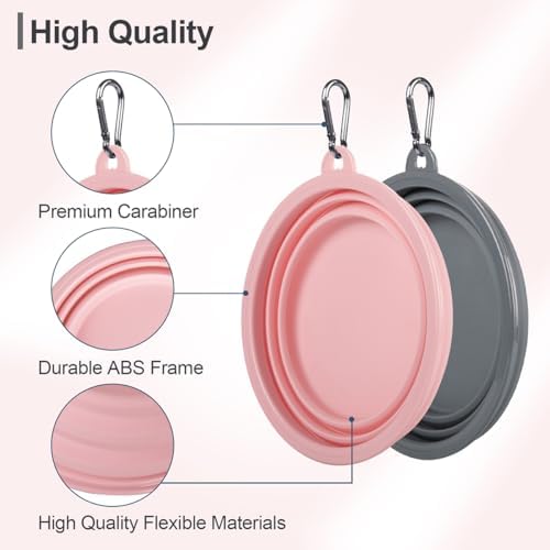 Kytely Collapsible Dog Bowls Medium (650ml), 2 Pack Travel Dog Bowls for Dog Cat, Portable Pet Water Food Bowl with Clasp, Pet Cat Feeding Cup Dish for Outdoor, Travel, Walking, Parking