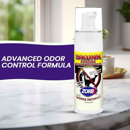 ZORBX Unscented Skunk Odor Remover Foam 7.5 FL Oz - Fast Acting Skunk Smell Removal - Extra Strength Pet Skunk Odor Remover for Dogs, House, Car, Clothes & Furniture