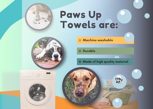 Paw Cleaning Towel for Dogs Dual Hand Pockets removes Dirt and Mud Absorbent Cotton Blend Also Great for Drying. Pink