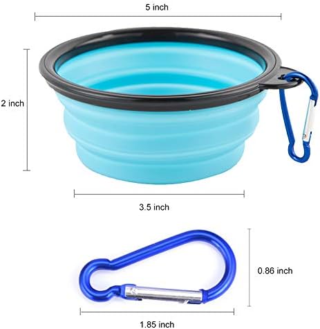 Collapsible Dog Bowls, Travel Dog Cat Water Bowl Portable Foldable Food Dishes with Carabiner Clip for Traveling, Hiking, Walking (Pack of 5)