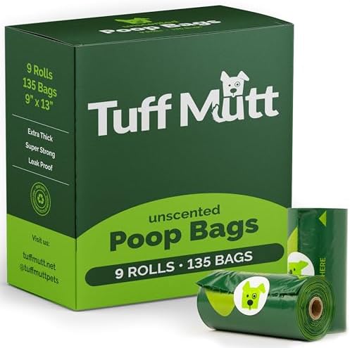 Tuff Mutt Dog Poop Bags, 9 Rolls with 15 Bags Each