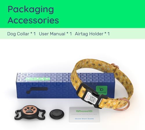 Airtag Dog Collar,with Waterproof airtag Holder，Original Stylish Cute Pattern Design.QR Code ID Buckle，Comfortable Soft Cotton for Small Medium Large Dogs